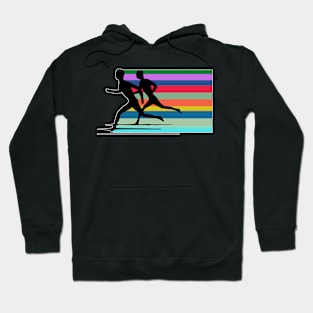 Illustration of the silhouettes of runners Hoodie